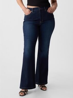 GAP Women's '70s Flare High-Rise Jeans - Dark Blue